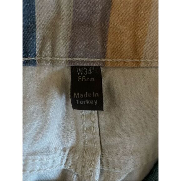 Asos Striped Cotton Flat Front Bermuda Chino Shorts Multi-Color Size W34 NWT - Picture 3 of 4